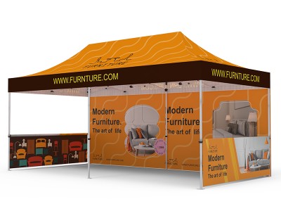 Pop-up Tent 10x20ft with Double-sided Full Backwall & 2x Double-sided Half Side Panel