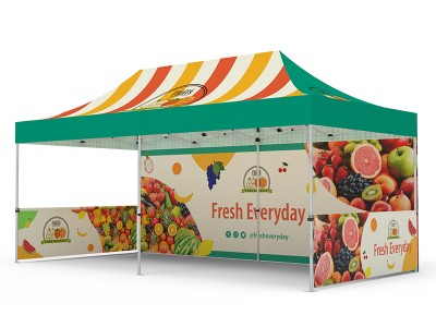 Pop-up Tent 10x20ft with Single-sided Full Backwall & 2x Double-sided Half Side Panel