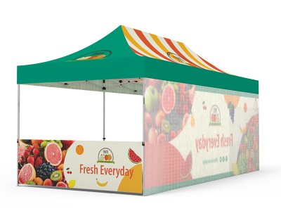 Pop-up Tent 10x20ft with Single-sided Full Backwall & 2x Double-sided Half Side Panel