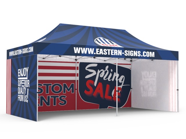 Pop-up Tent 10x20ft with Single-sided Full Backwall & 2x Single-sided Full Side Panel