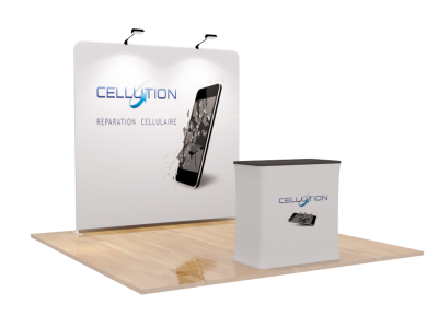 Straight - Small 8ft - Tension Fabric Trade Show Display with Shipping Case to Podium