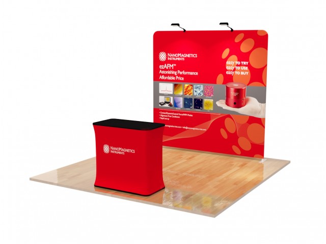 Straight - Small 8ft - Tension Fabric Trade Show Display with Shipping Case to Podium