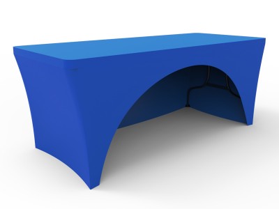 6ft Blank Stretch Fit Table Cover - Blue with Open Back