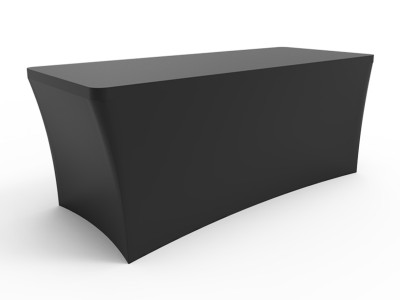 6ft Blank Stretch Fit Table Cover - Black with Open Back