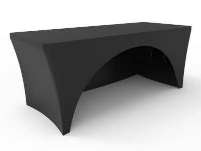 6ft Blank Stretch Fit Table Cover - Black with Open Back