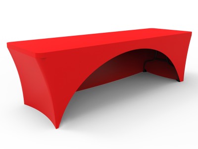 8ft Blank Stretch Fit Table Cover - Red with Open Back